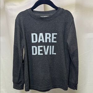 Three and Out boys Dare Devil Long Sleeve waffle Tee - blue size 5